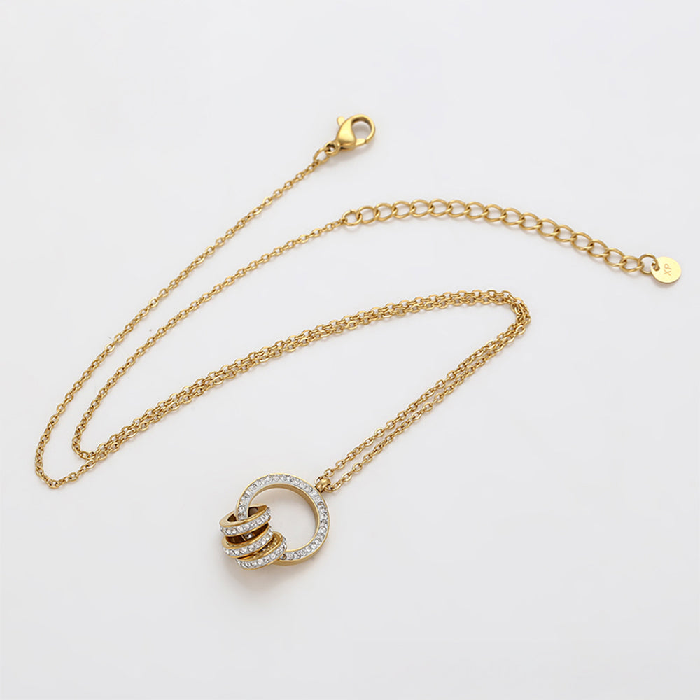 Pozlátené Zliatinové Sada s Bielym Emporia® Krištáľom ( Náhrdelník+Náušnice+Prívesok )