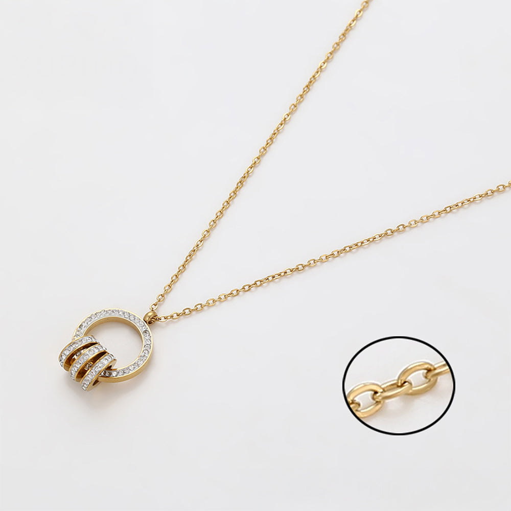 Pozlátené Zliatinové Sada s Bielym Emporia® Krištáľom ( Náhrdelník+Náušnice+Prívesok ) 8 