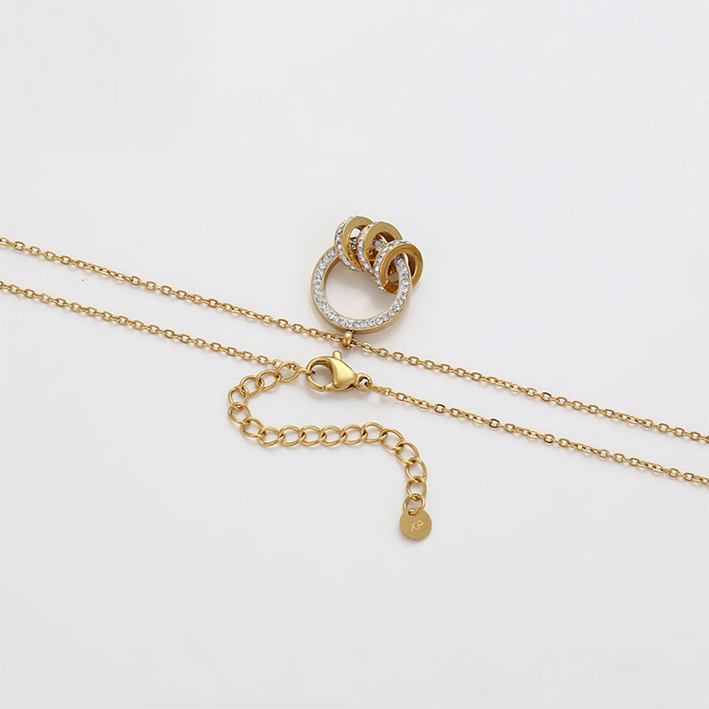 Pozlátené Zliatinové Sada s Bielym Emporia® Krištáľom ( Náhrdelník+Náušnice+Prívesok ) 9 