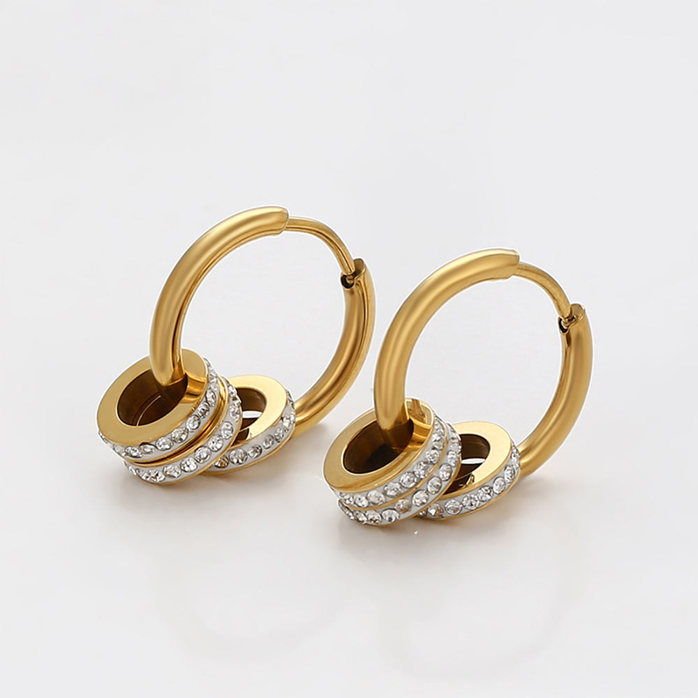 Pozlátené Zliatinové Sada s Bielym Emporia® Krištáľom ( Náhrdelník+Náušnice+Prívesok ) 10 