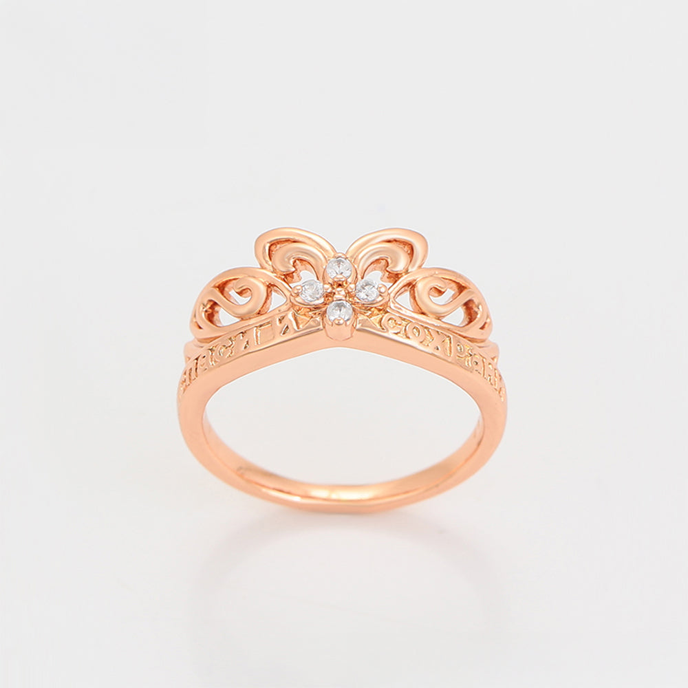 Pozlátený Zliatinový Prsteň s Bielym Emporia® Krištáľom 6 