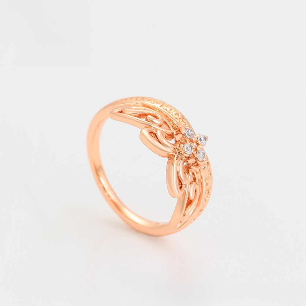 Pozlátený Zliatinový Prsteň s Bielym Emporia® Krištáľom