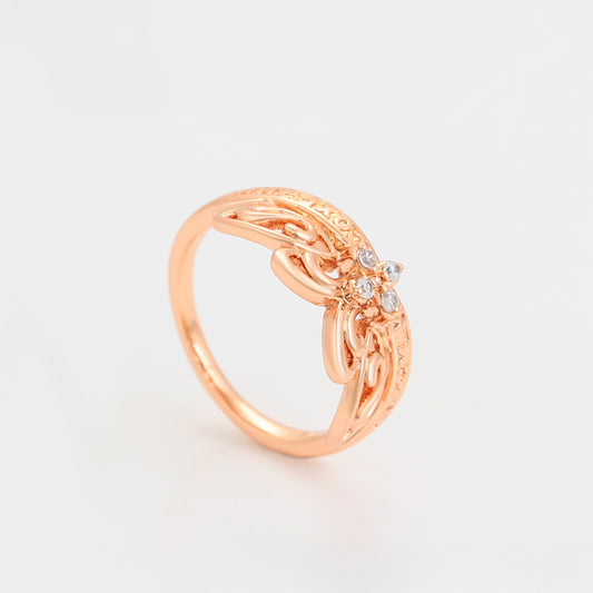 Pozlátený Zliatinový Prsteň s Bielym Emporia® Krištáľom