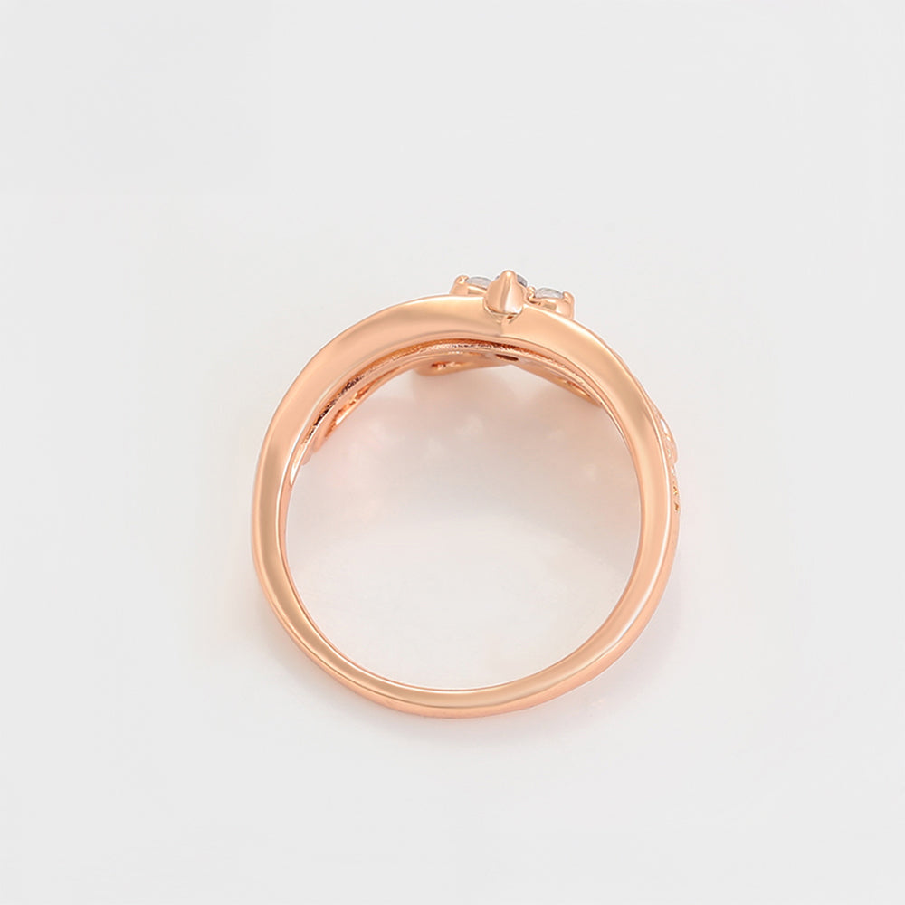 Pozlátený Zliatinový Prsteň s Bielym Emporia® Krištáľom