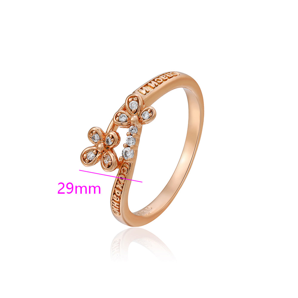 Pozlátený Zliatinový Prsteň s Bielym Emporia® Krištáľom 3 