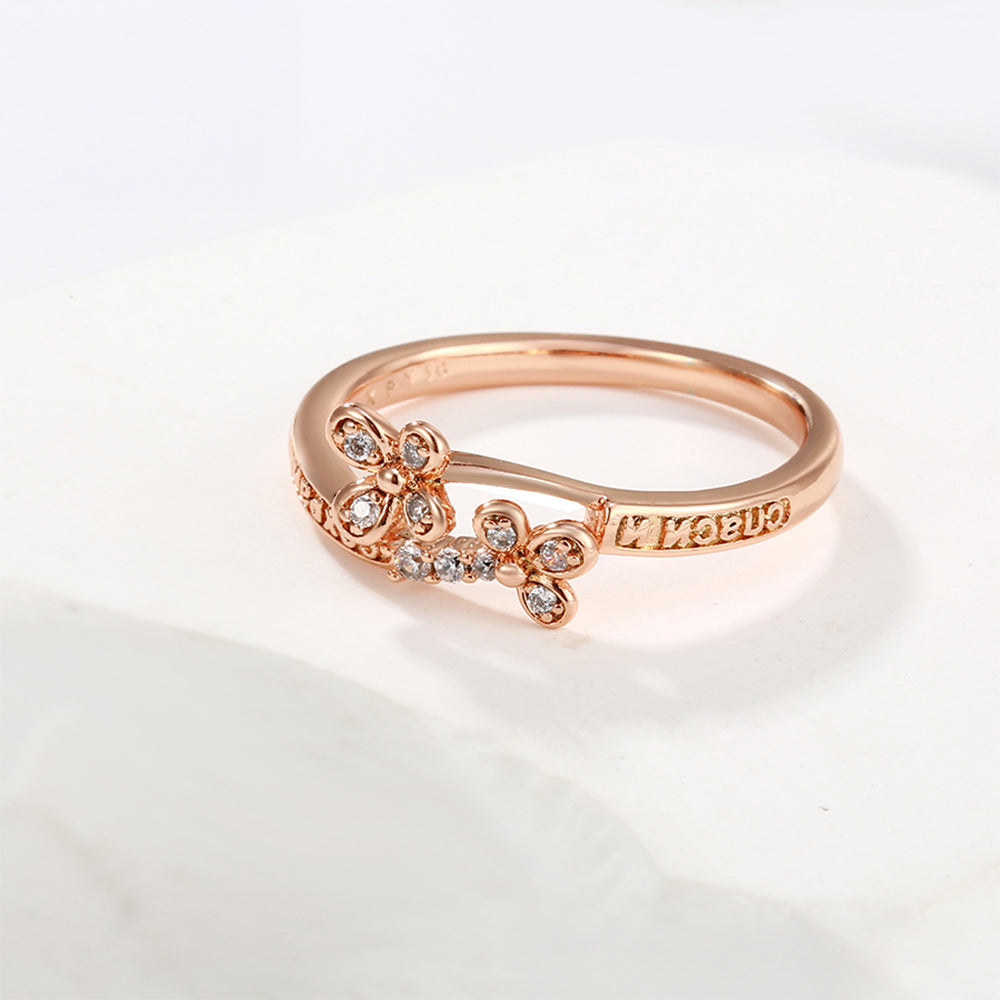 Pozlátený Zliatinový Prsteň s Bielym Emporia® Krištáľom 5 