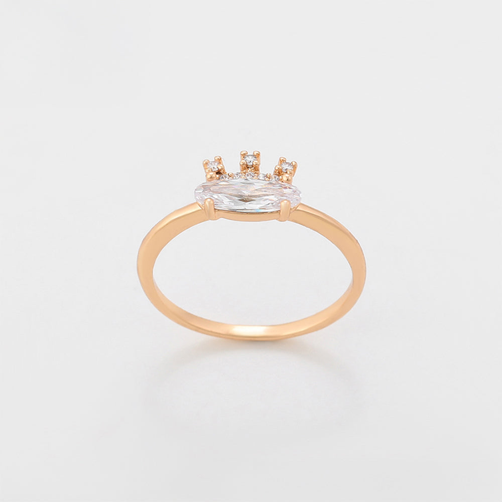 Pozlátený Zliatinový Prsteň s Bielym Emporia® Krištáľom