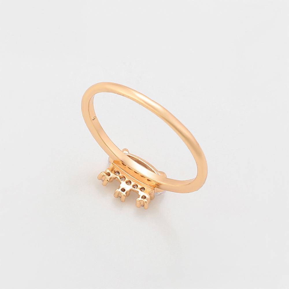 Pozlátený Zliatinový Prsteň s Bielym Emporia® Krištáľom