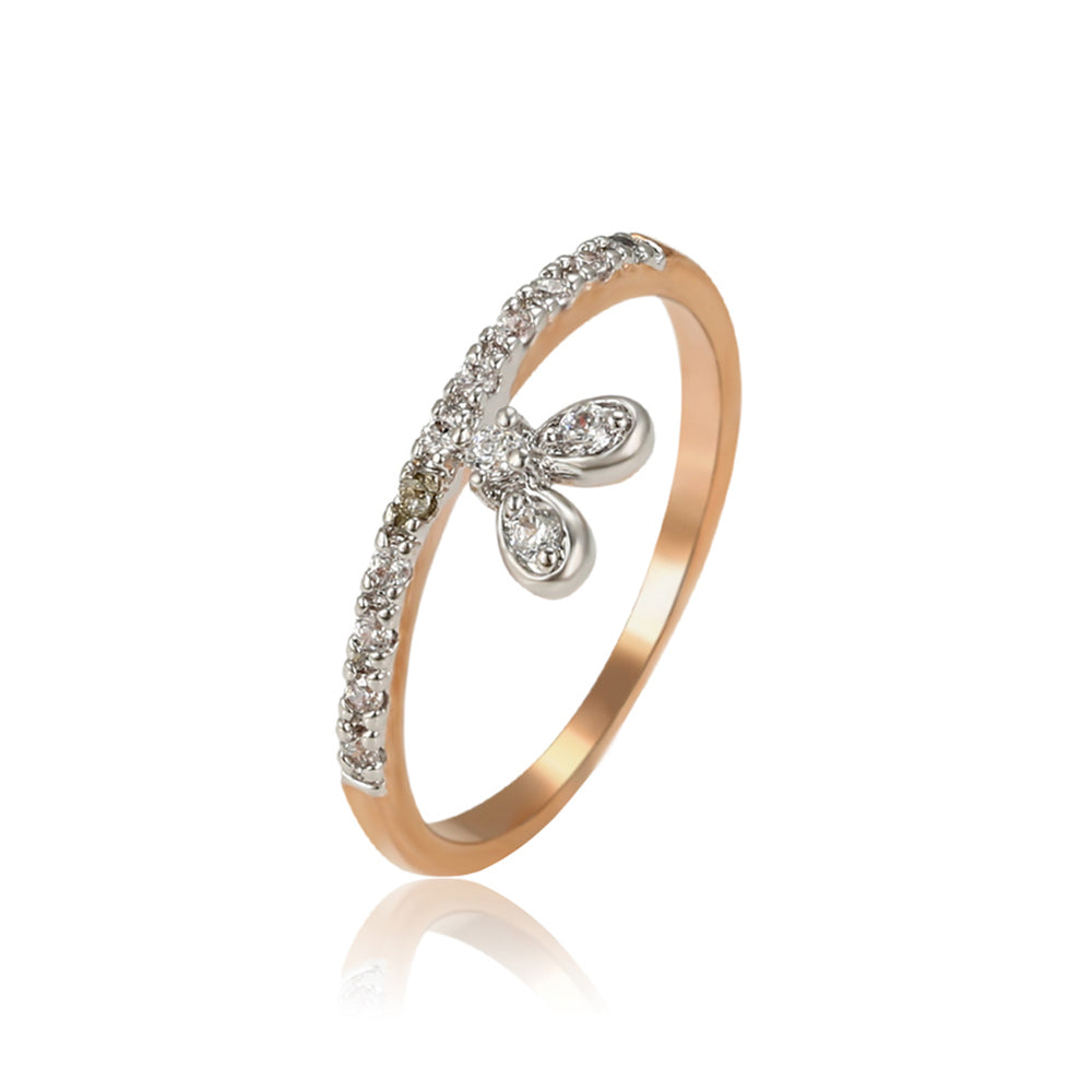 Pozlátený Zliatinový Prsteň s Bielym Emporia® Krištáľom 2 