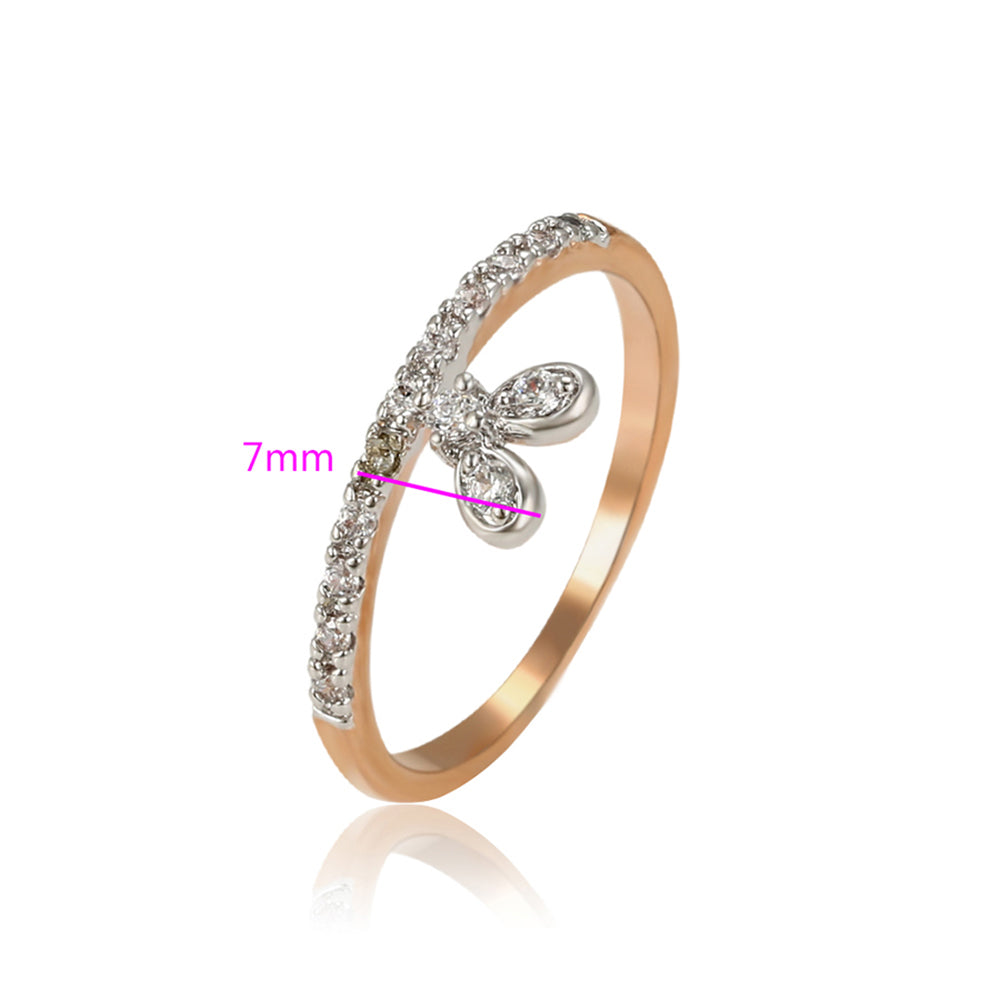 Pozlátený Zliatinový Prsteň s Bielym Emporia® Krištáľom 3 