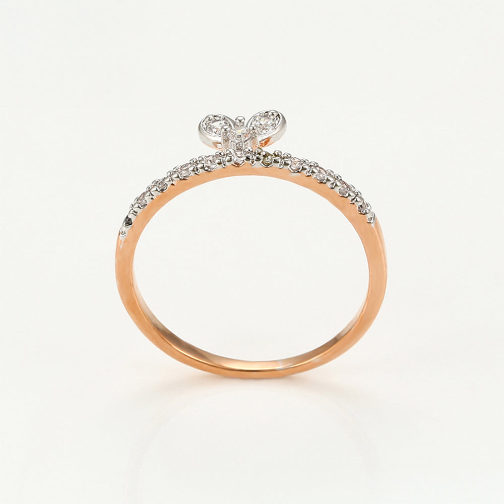 Pozlátený Zliatinový Prsteň s Bielym Emporia® Krištáľom 4 