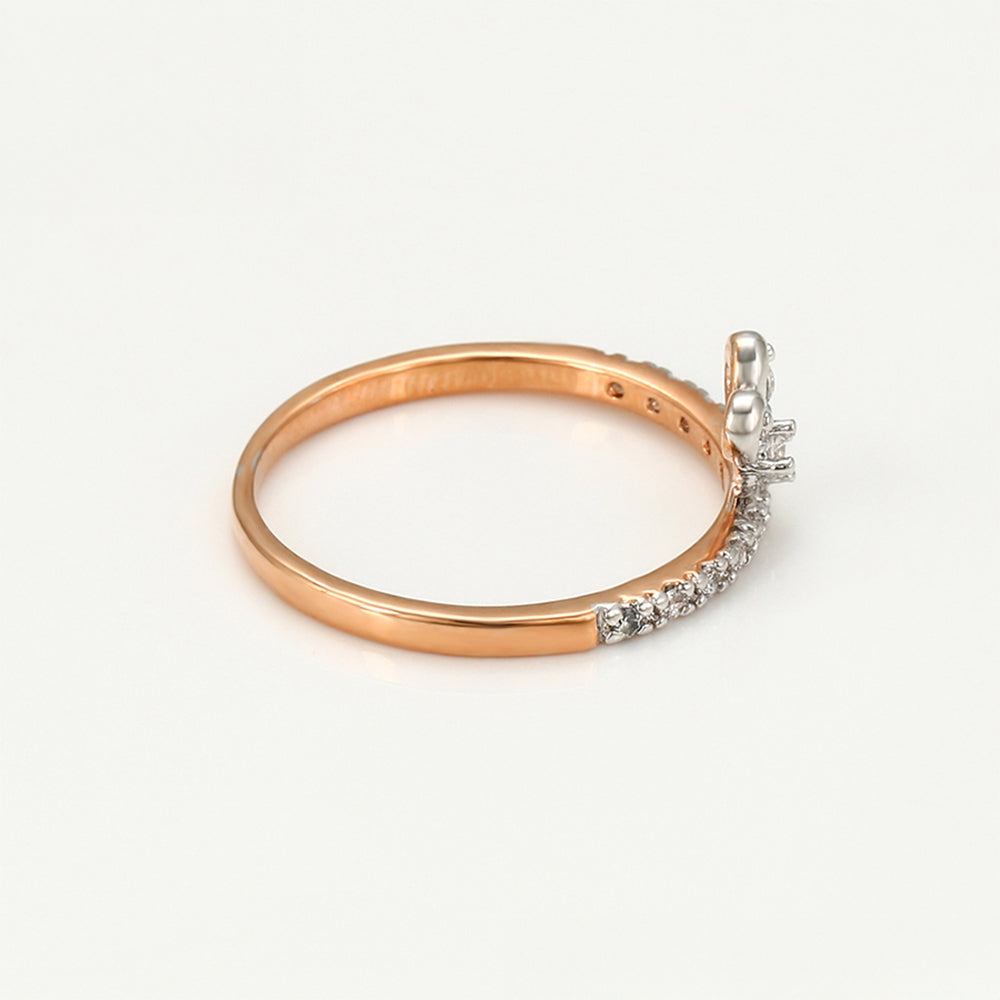 Pozlátený Zliatinový Prsteň s Bielym Emporia® Krištáľom 6 