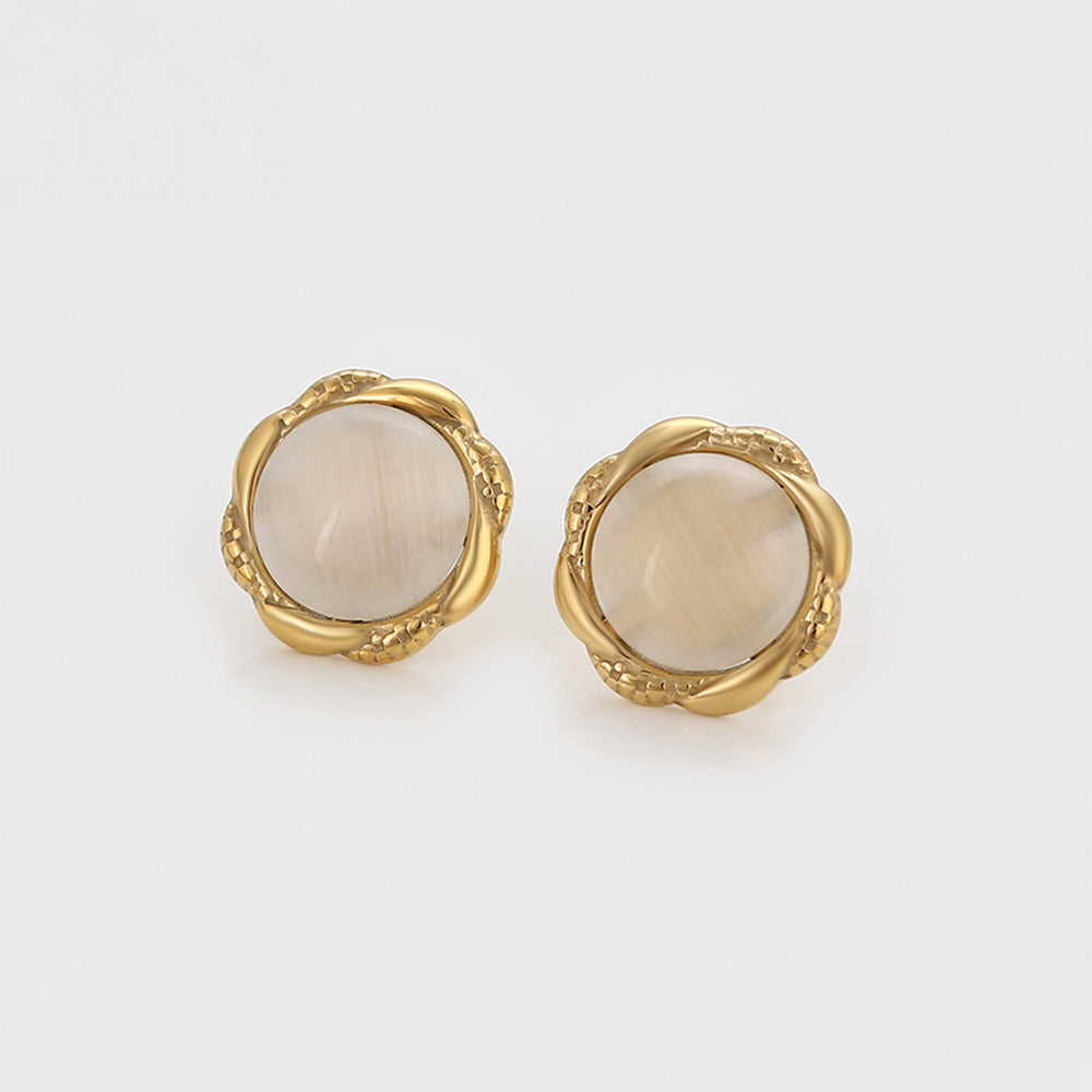 Pozlátené Zliatinové Náušnice s Bielym Emporia® Krištáľom 4 