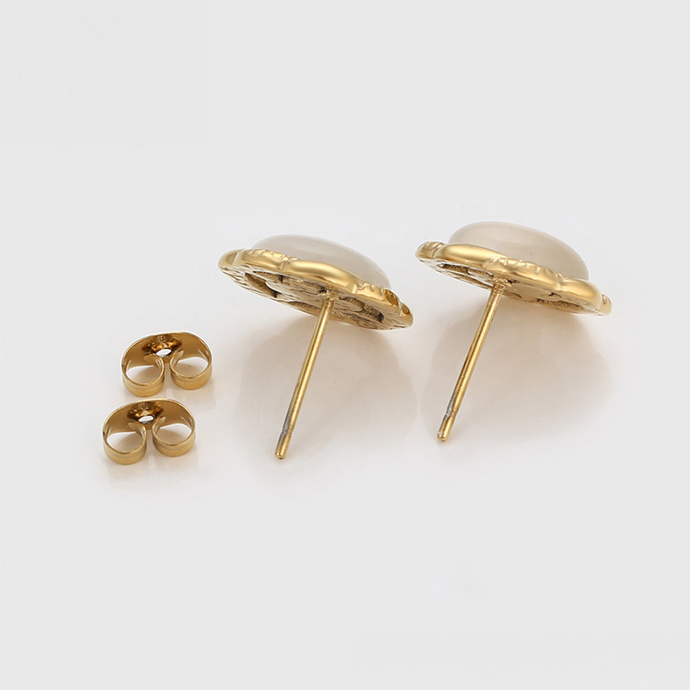 Pozlátené Zliatinové Náušnice s Bielym Emporia® Krištáľom 6 