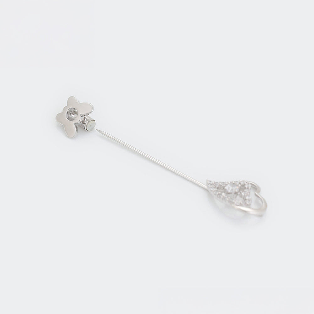 Pozlátený Zliatinový Brošňa s Bielym Emporia® Krištáľom