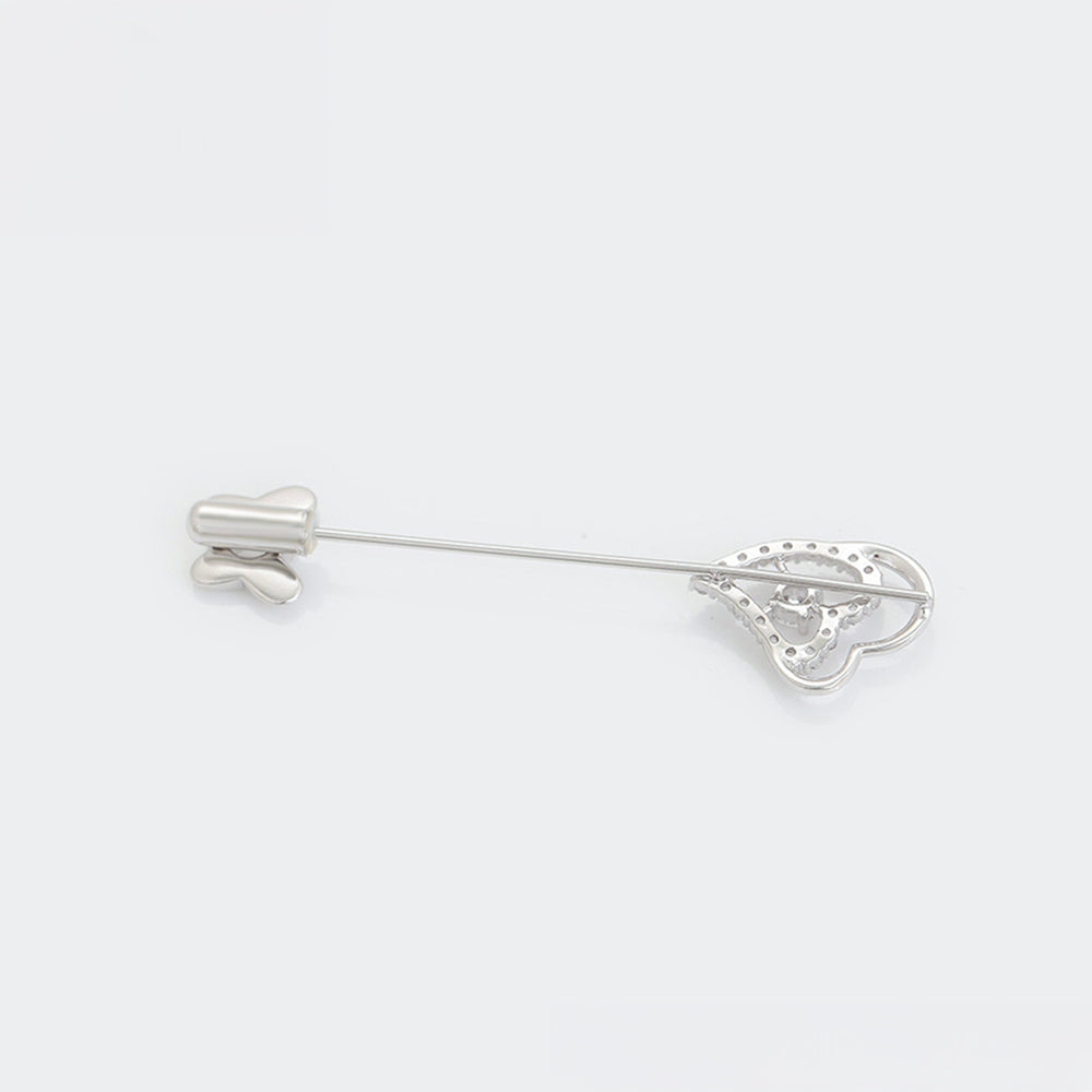 Pozlátený Zliatinový Brošňa s Bielym Emporia® Krištáľom 6 