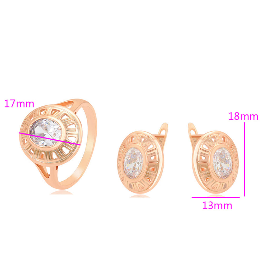 Pozlátené Zliatinové Sada s Bielym Emporia® Krištáľom ( Náušnice+Prsteň )