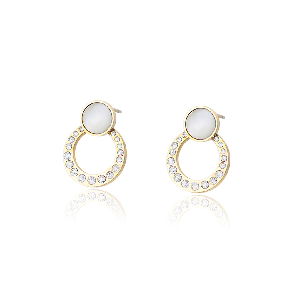Pozlátené Zliatinové Náušnice s Bielym Emporia® Krištáľom 2 