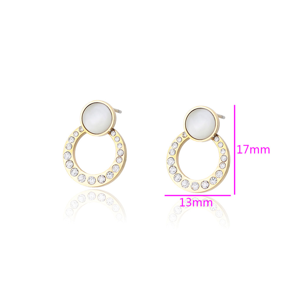 Pozlátené Zliatinové Náušnice s Bielym Emporia® Krištáľom 3 