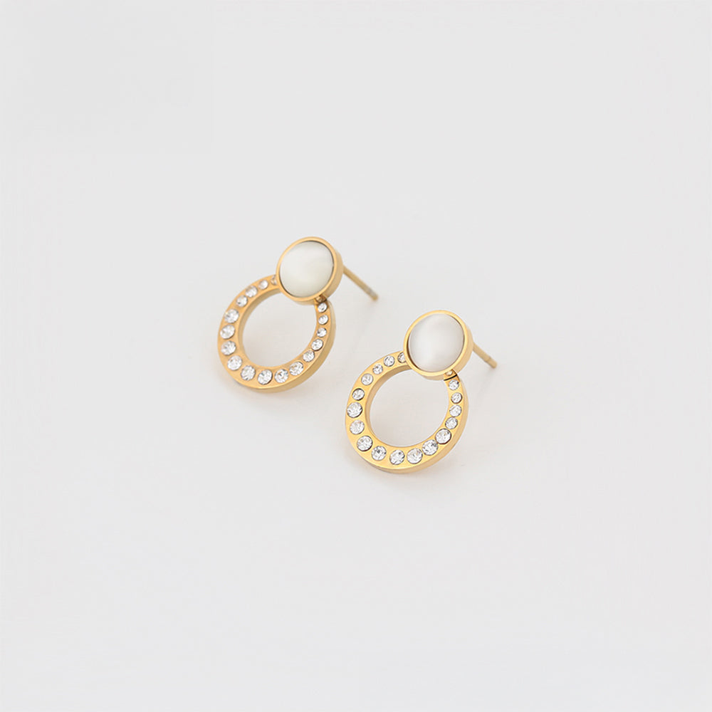 Pozlátené Zliatinové Náušnice s Bielym Emporia® Krištáľom 1 