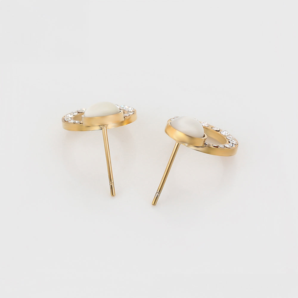 Pozlátené Zliatinové Náušnice s Bielym Emporia® Krištáľom 7 