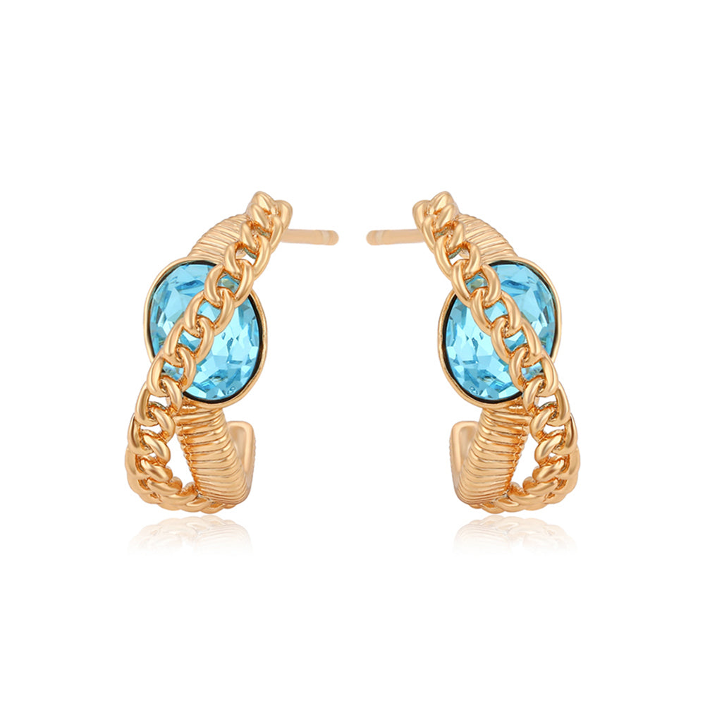 Pozlátené Zliatinové Náušnice s Modrým Emporia® Krištáľom