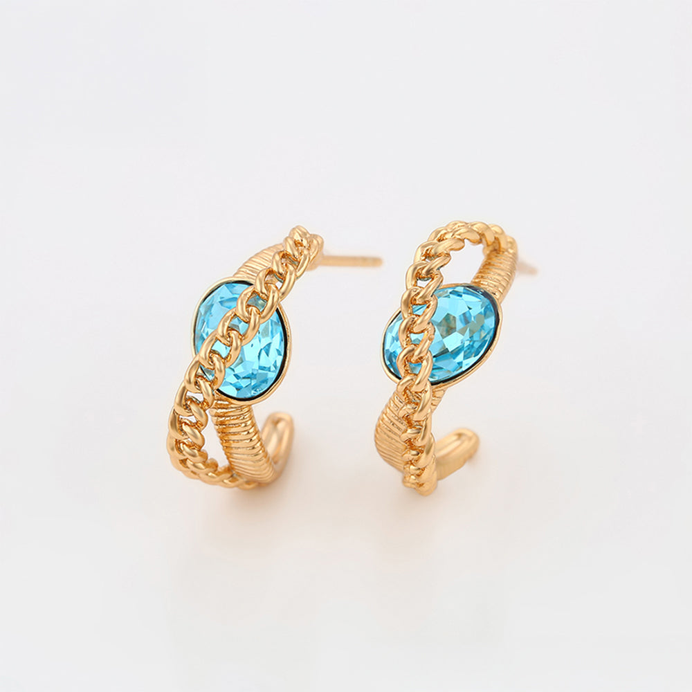 Pozlátené Zliatinové Náušnice s Modrým Emporia® Krištáľom