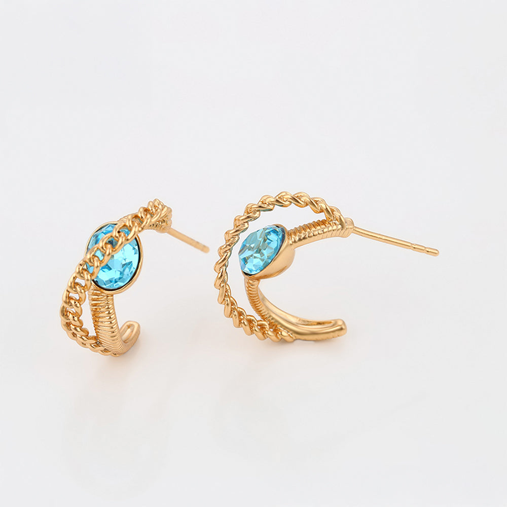 Pozlátené Zliatinové Náušnice s Modrým Emporia® Krištáľom 5 