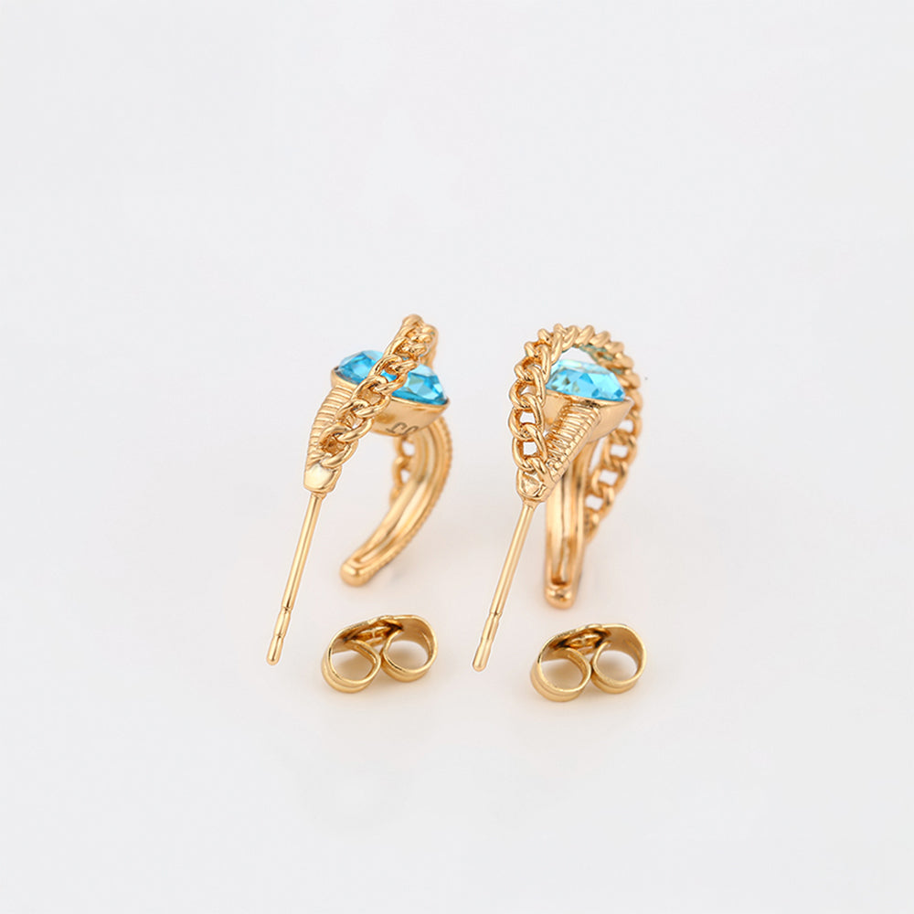 Pozlátené Zliatinové Náušnice s Modrým Emporia® Krištáľom