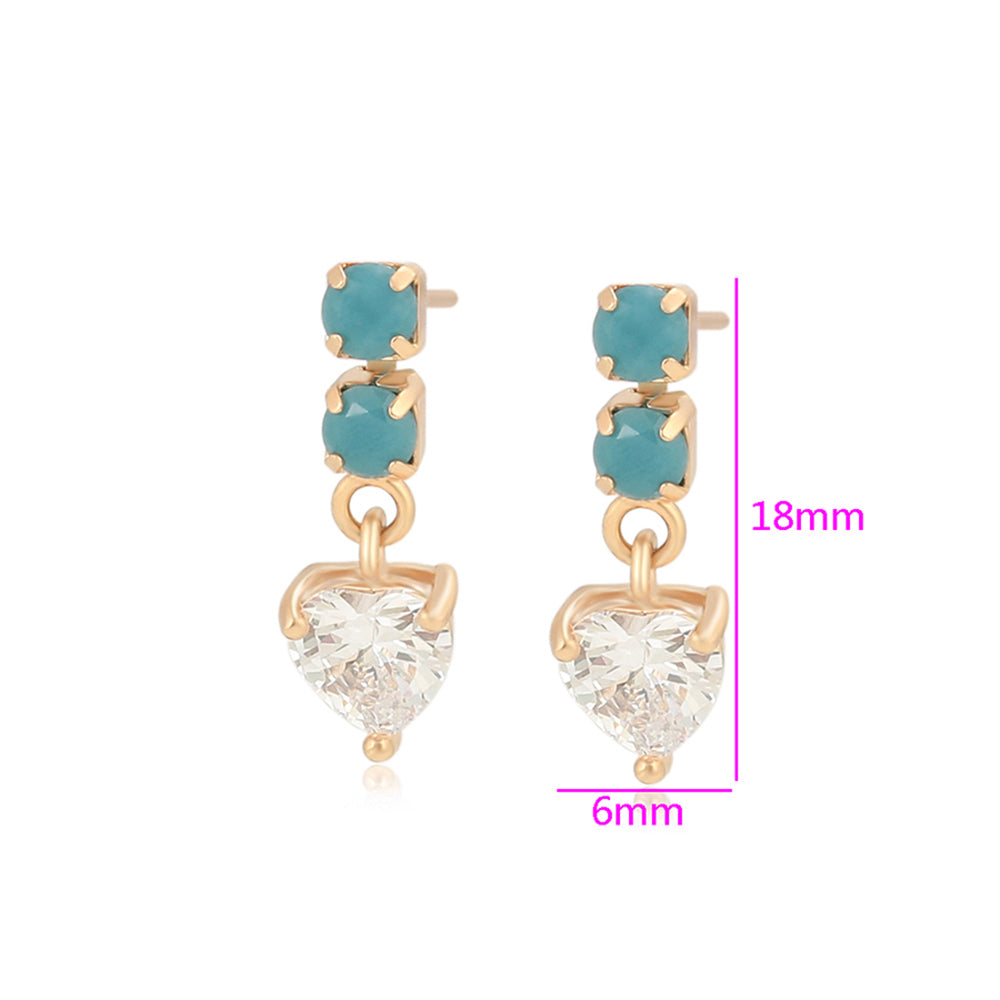 Pozlátené Zliatinové Náušnice s so Zeleným Emporia® Krištáľom a Bielym Emporia® Krištáľom