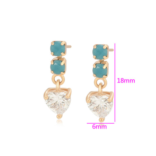 Pozlátené Zliatinové Náušnice s so Zeleným Emporia® Krištáľom a Bielym Emporia® Krištáľom