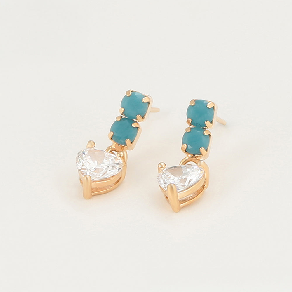 Pozlátené Zliatinové Náušnice s so Zeleným Emporia® Krištáľom a Bielym Emporia® Krištáľom 3 