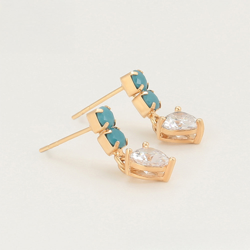 Pozlátené Zliatinové Náušnice s so Zeleným Emporia® Krištáľom a Bielym Emporia® Krištáľom 4 