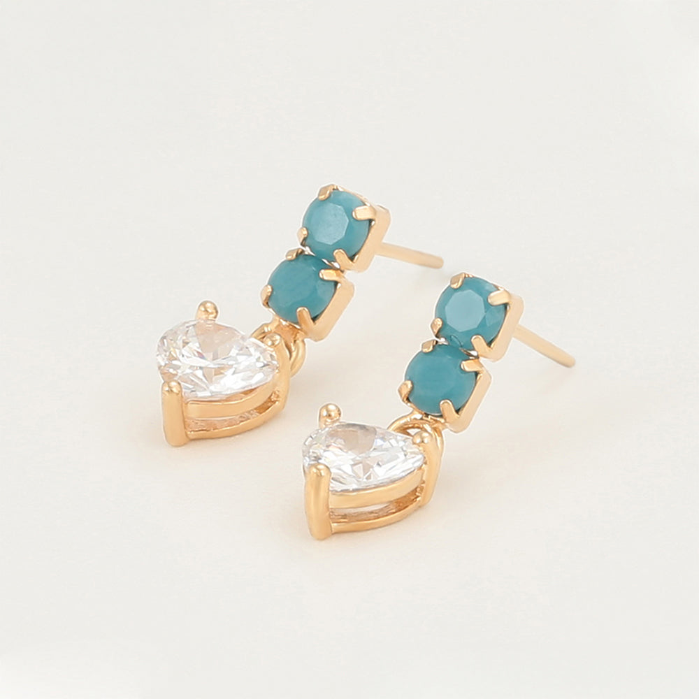 Pozlátené Zliatinové Náušnice s so Zeleným Emporia® Krištáľom a Bielym Emporia® Krištáľom 5 