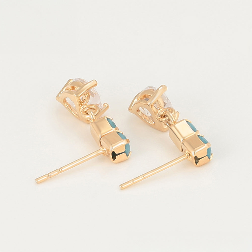 Pozlátené Zliatinové Náušnice s so Zeleným Emporia® Krištáľom a Bielym Emporia® Krištáľom