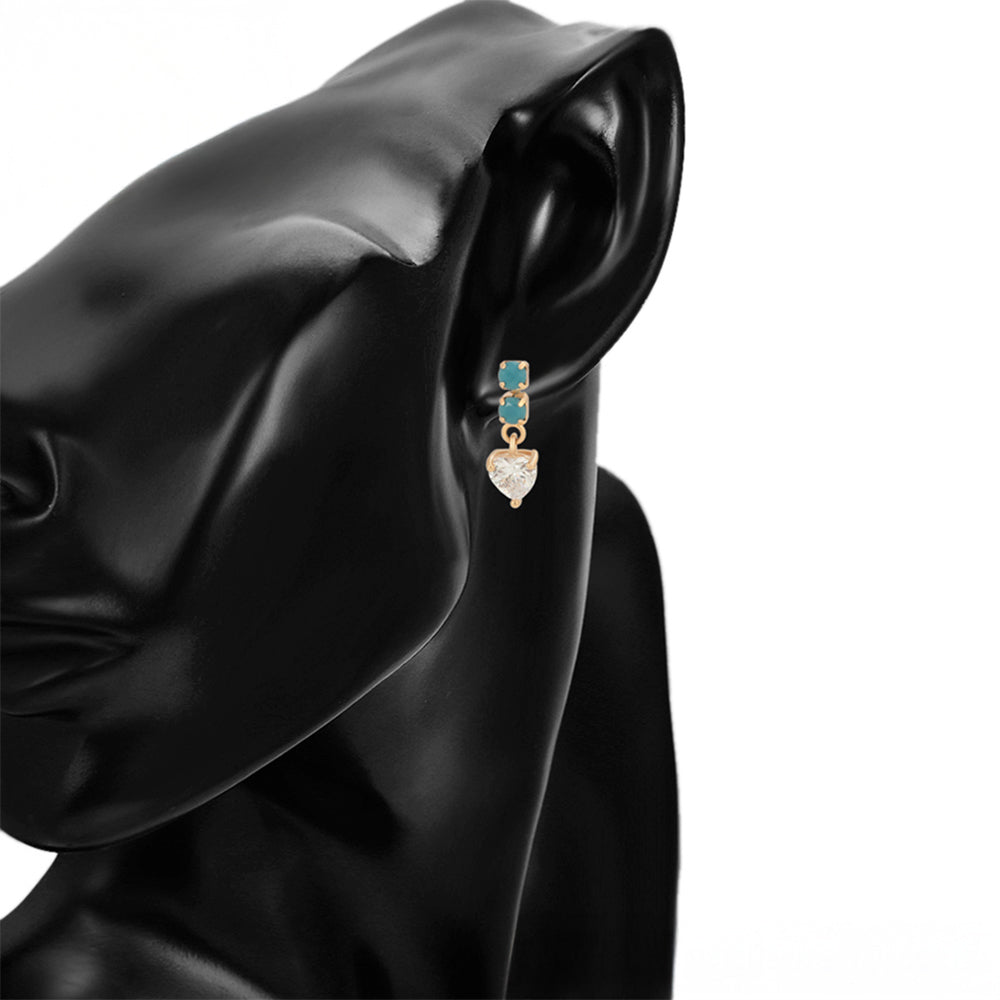 Pozlátené Zliatinové Náušnice s so Zeleným Emporia® Krištáľom a Bielym Emporia® Krištáľom 8 