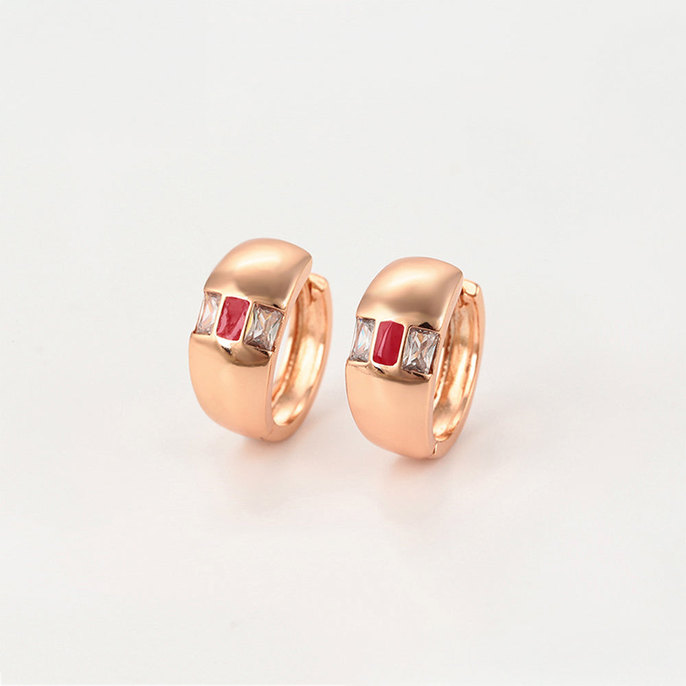 Pozlátené Zliatinové Sada s Červeným Emporia® Krištáľom a Bielym Emporia® Krištáľom ( Náušnice+Prsteň ) 4 