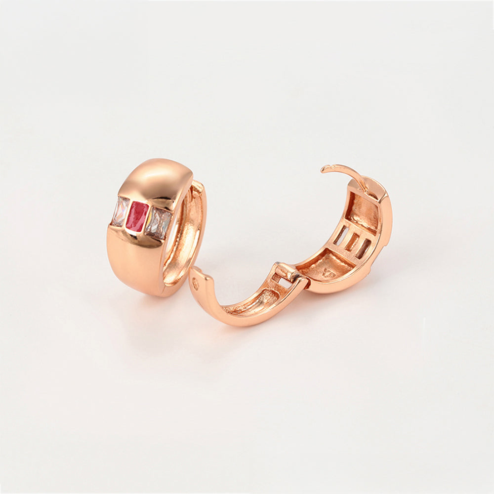 Pozlátené Zliatinové Sada s Červeným Emporia® Krištáľom a Bielym Emporia® Krištáľom ( Náušnice+Prsteň ) 7 