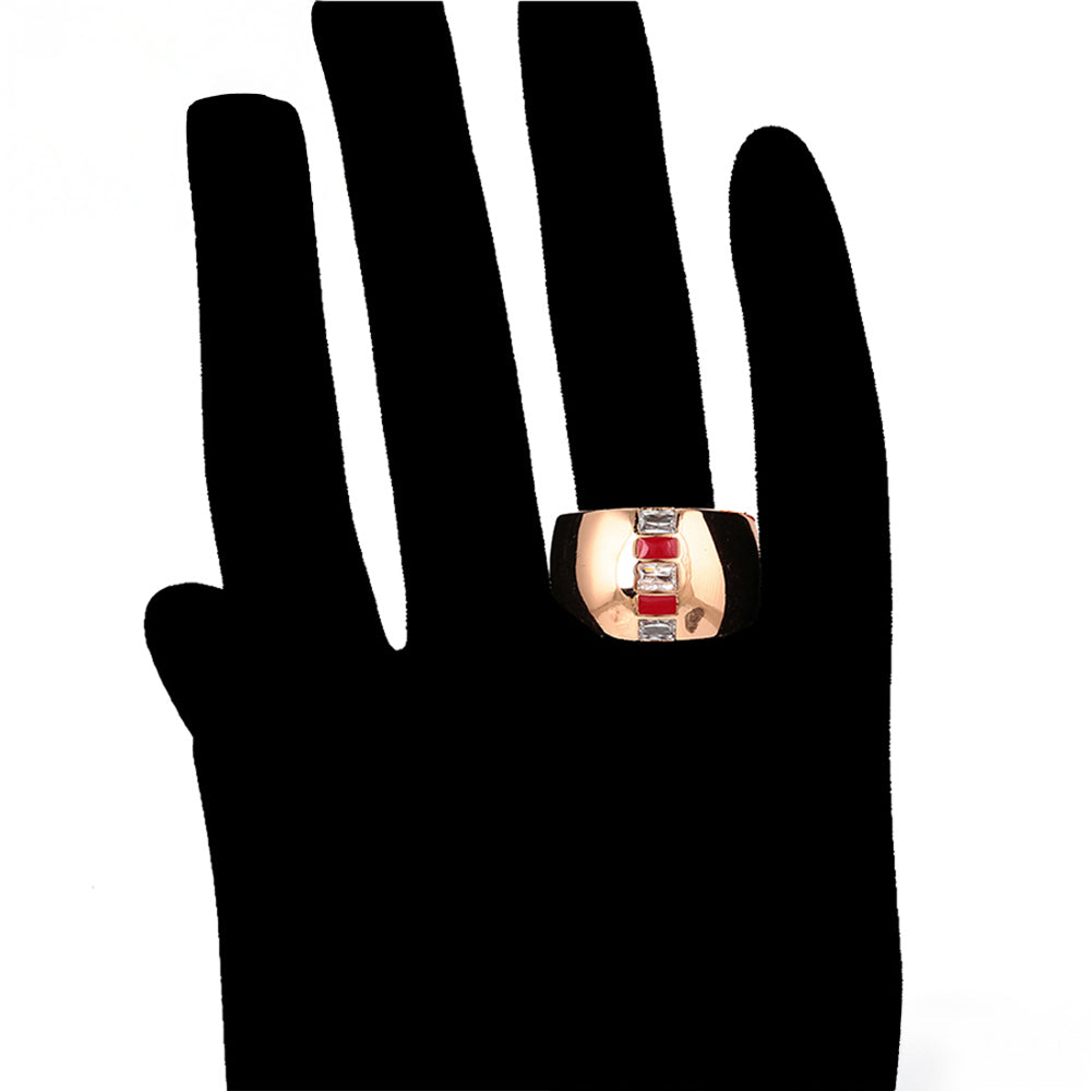 Pozlátené Zliatinové Sada s Červeným Emporia® Krištáľom a Bielym Emporia® Krištáľom ( Náušnice+Prsteň )