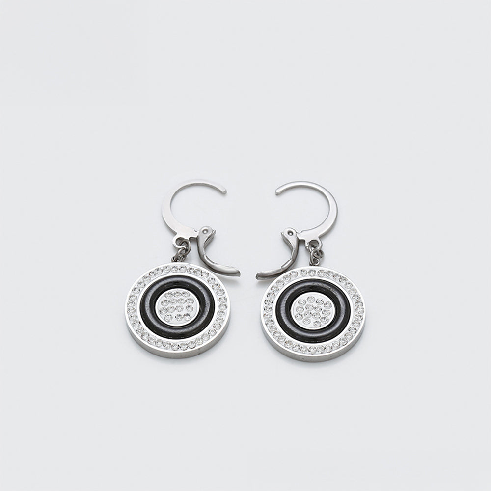 Pozlátené Zliatinové Náušnice s Bielym Emporia® Krištáľom a Čiernym Emporia® Krištáľom 4 