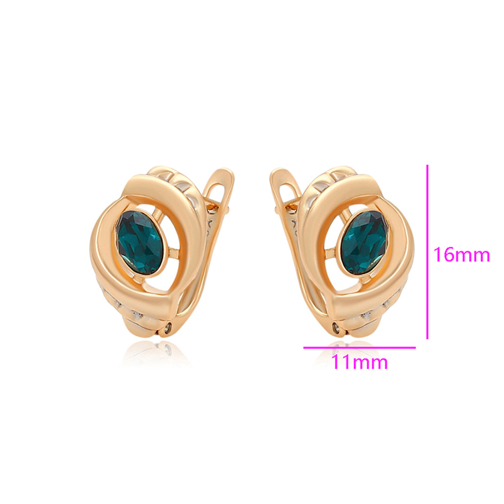 Pozlátené Zliatinové Náušnice s so Zeleným Emporia® Krištáľom 2 