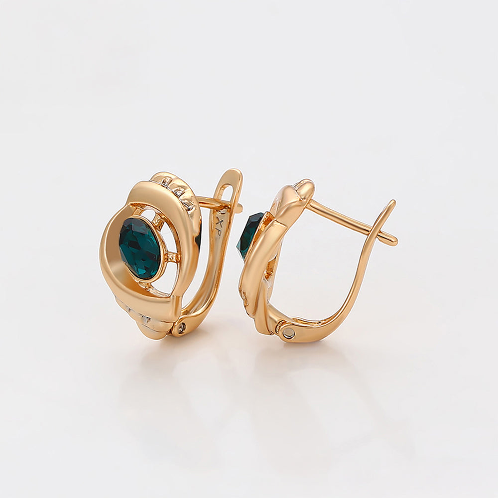Pozlátené Zliatinové Náušnice s so Zeleným Emporia® Krištáľom 6 