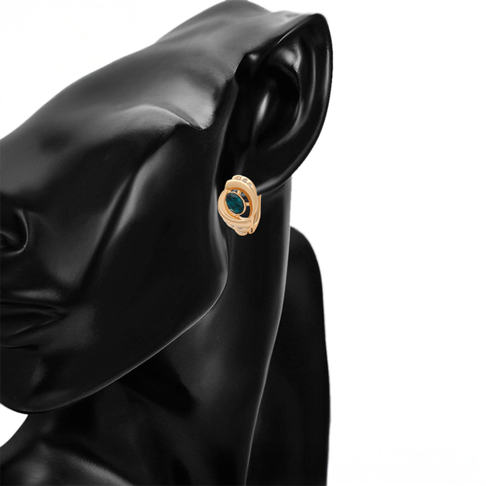 Pozlátené Zliatinové Náušnice s so Zeleným Emporia® Krištáľom 8 