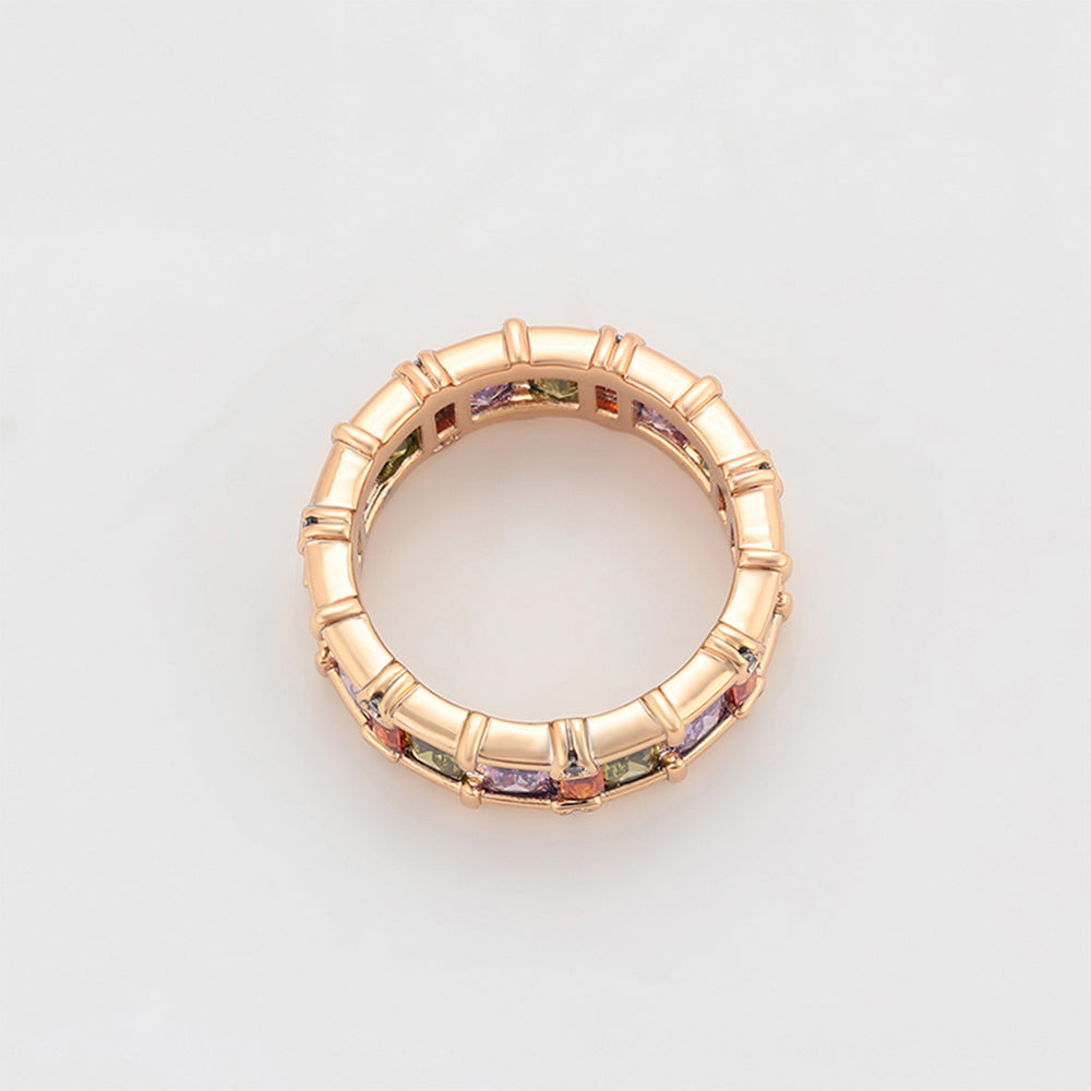 Pozlátený Zliatinový Prsteň s Fialovým Emporia® Krištáľom a Ružovým Emporia® Krištáľom