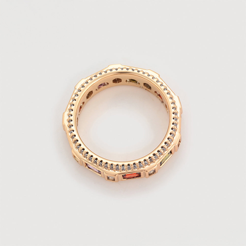 Pozlátený Zliatinový Prsteň s Červeným Emporia® Krištáľom a Fialovým Emporia® Krištáľom 7 