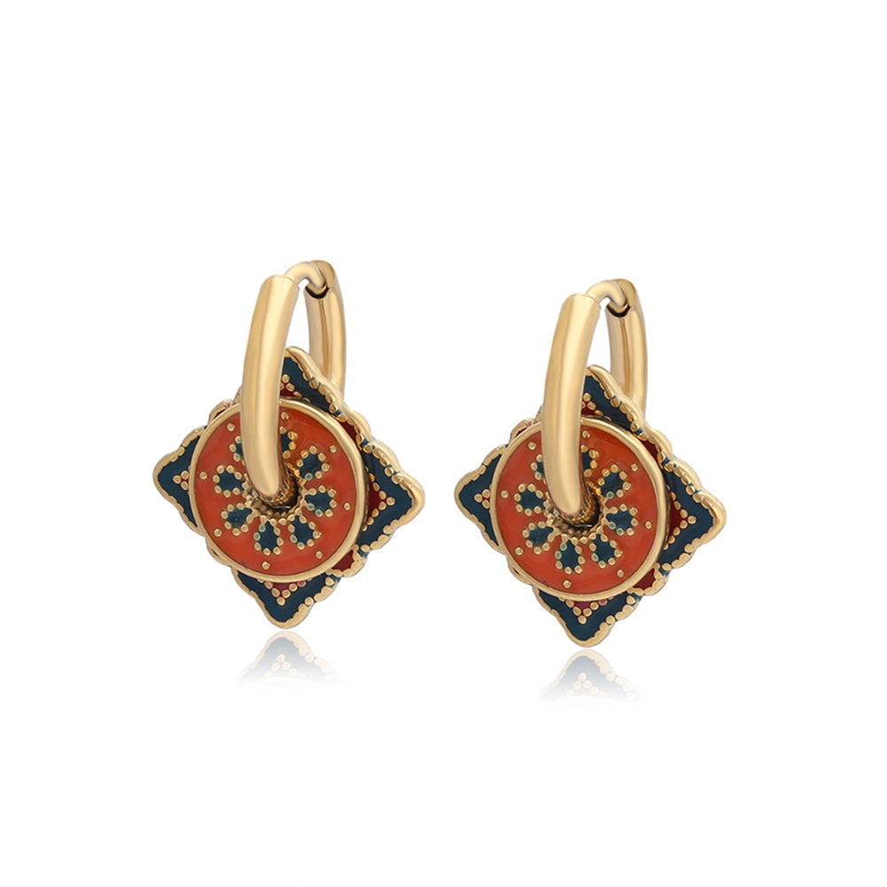 Pozlátené Zliatinové Náušnice s so Smaltom 1 