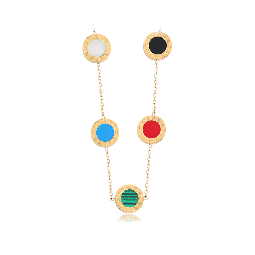 Pozlátený Zliatinový Náhrdelník s Červeným Emporia® Krištáľom a Modrým Emporia® Krištáľom