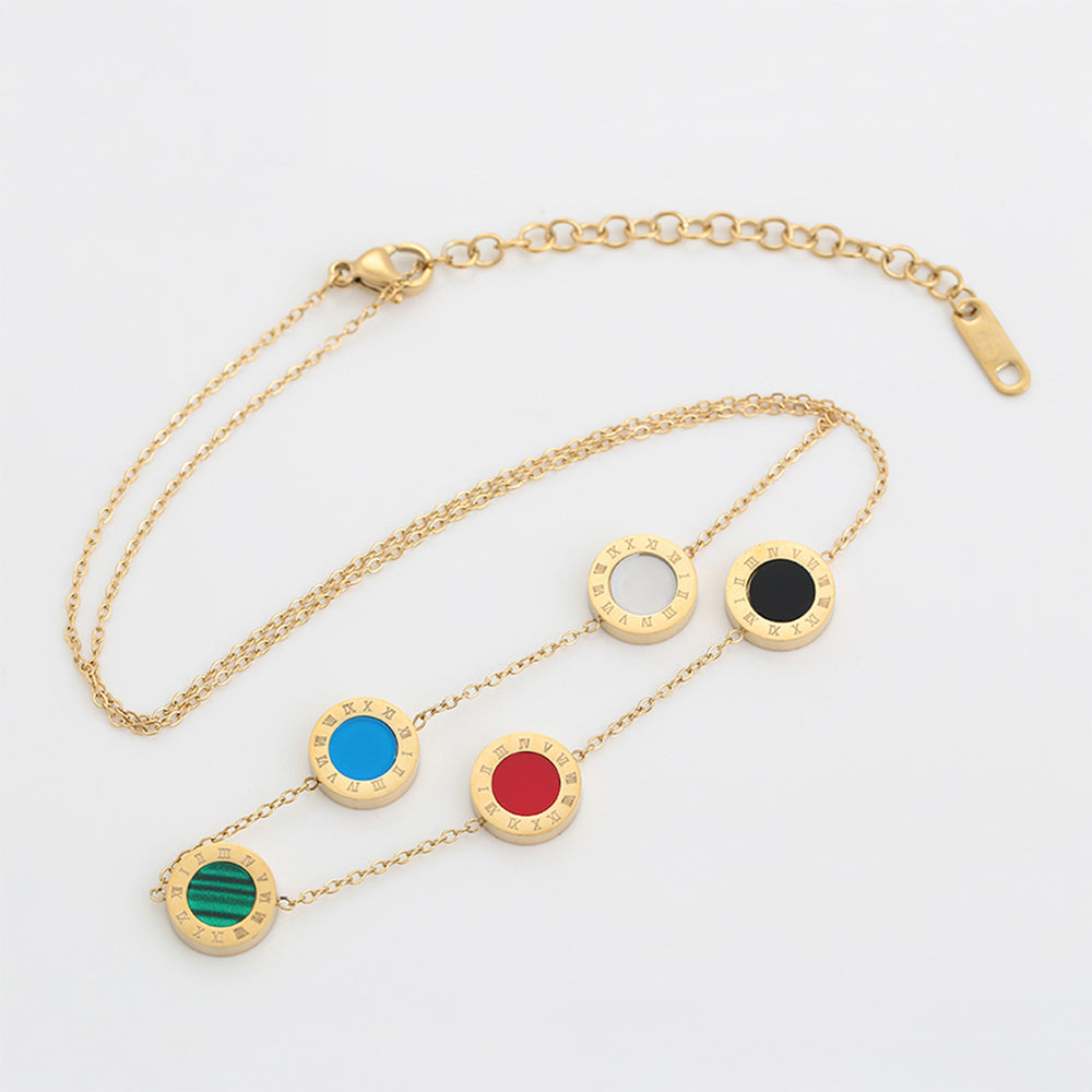 Pozlátený Zliatinový Náhrdelník s Červeným Emporia® Krištáľom a Modrým Emporia® Krištáľom 1 