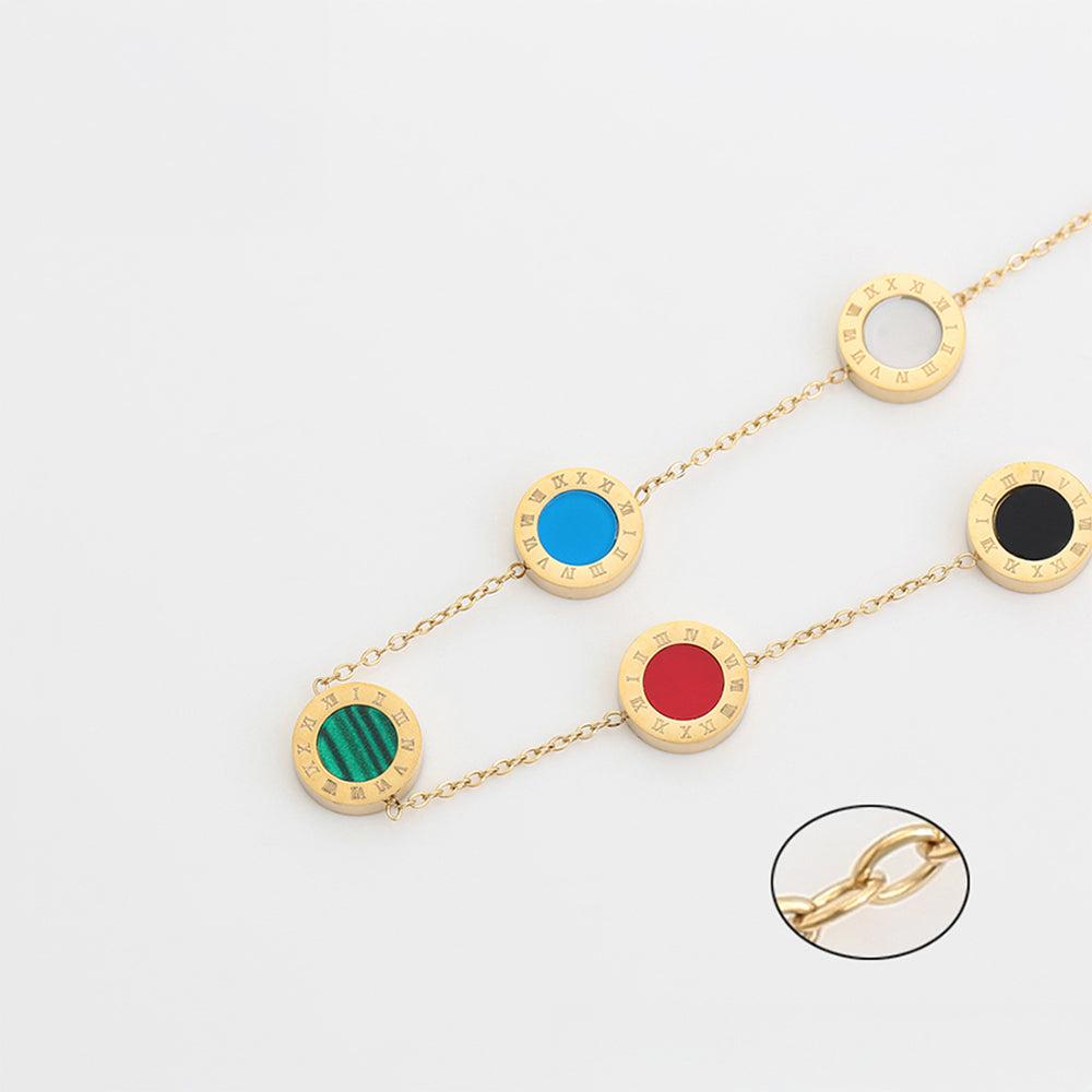 Pozlátený Zliatinový Náhrdelník s Červeným Emporia® Krištáľom a Modrým Emporia® Krištáľom