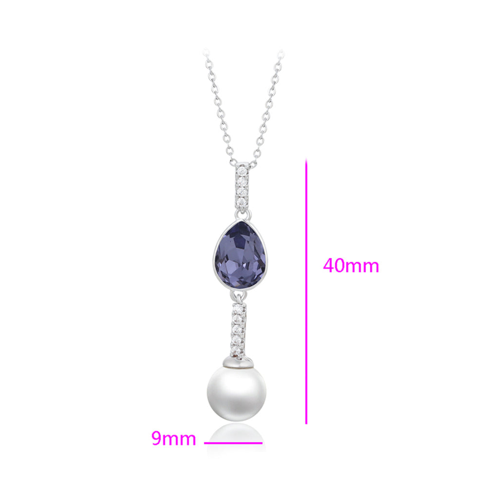 Pozlátený Zliatinový Náhrdelník s Fialovým Emporia® Krištáľom a Sklenená perla